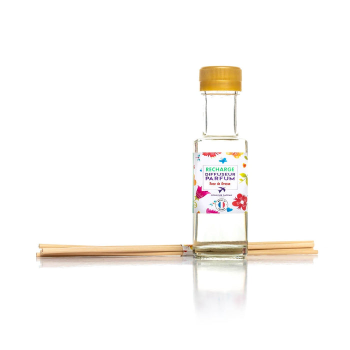 Recharge diffuseur de parfum d'ambiance Maison My Store avec une image de rose de Grasse parfumée naturelle.