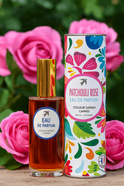 Flacon d'eau de parfum Patchoulis de 100ml de la marque My Store, avec design élégant et étiquette visible.