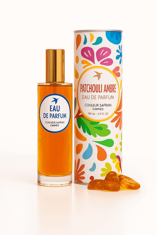 Flacon d'eau de parfum Patchoulis de 100ml de My Store, bouteille élégante en verre avec parfum ambré et notes boisées.