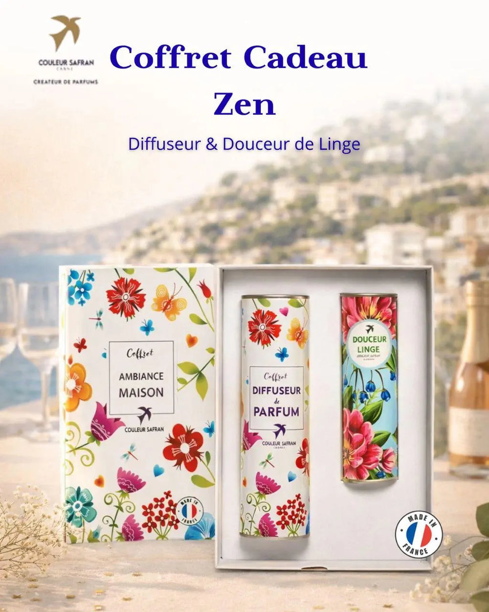 Coffret Cadeau Zen  made in France – Diffuseur de Parfum & Douceur de Linge au choix