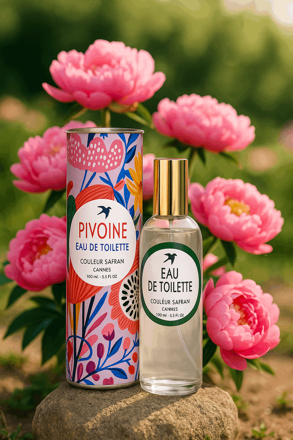 Flacon d'eau de toilette de 100ml de la marque My Store, élégant et transparent, avec bouchon argenté.