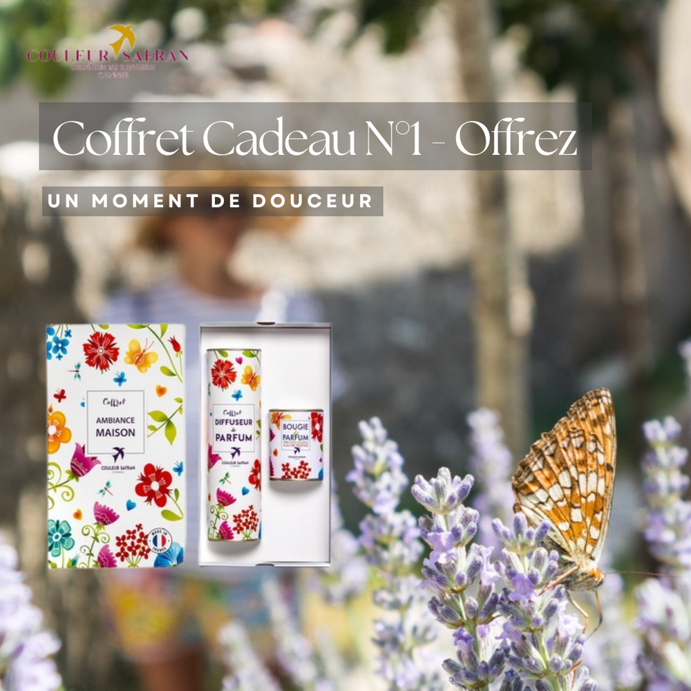 Coffret cadeau d'ambiance avec bougie parfumée et diffuseur de parfum de la marque My Store, élégant et parfumé.