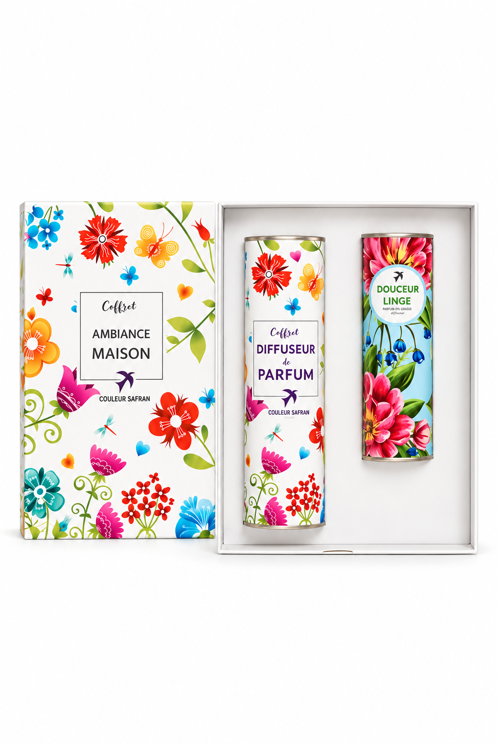 Photo — coffret ouvert, papier de soie, carte manuscrite