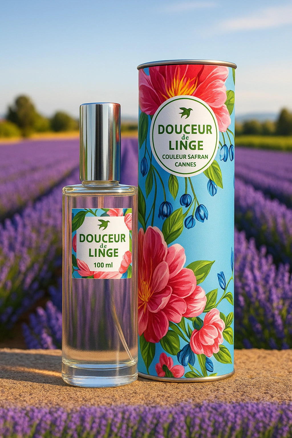 Flacon de 100 ml de Nos Douceurs de Linge à la lavande de la marque My Store, contenant un parfum pour le linge.