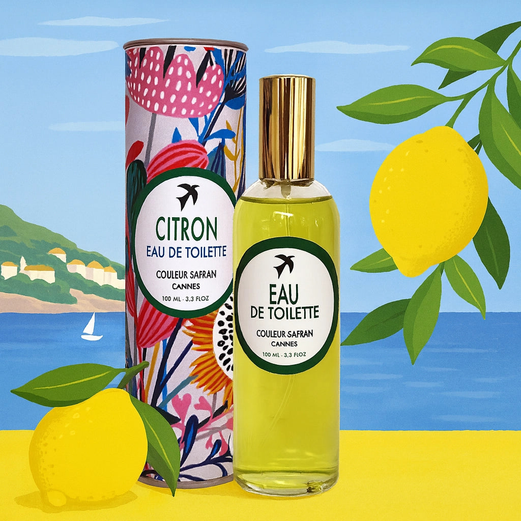 Eau de toilette citron de Provence de 100ml, bouteille élégante pour homme ou femme, parfum frais et floral.