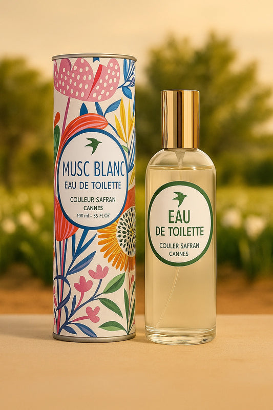 Eau de toilette Musc Blanc de 100ml de la marque My Store, flacon élégant avec parfum musqué blanc.