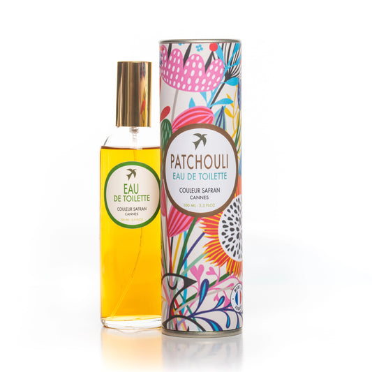 Flacon d'eau de toilette Patchouli My Store de 100ml avec étiquette élégante et vaporisateur visible.