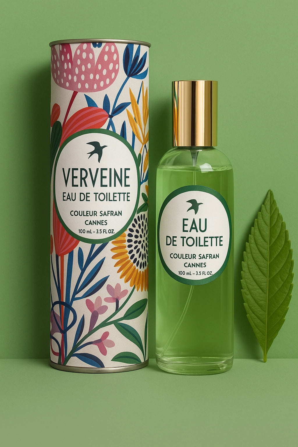 Eau de toilette Verveine de 100ml de My Store, bouteille élégante avec parfum frais et citronné, vue en gros plan.