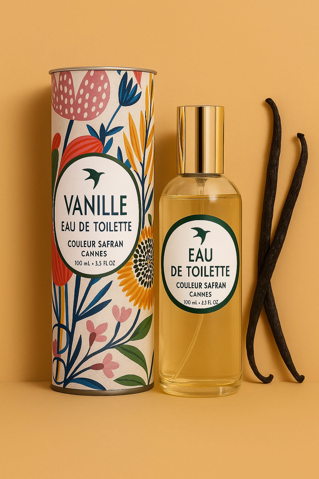 Eau de toilette My Store vanille 100ml dans un flacon élégant, prêt à être vaporisé pour une senteur douce et chaleureuse.