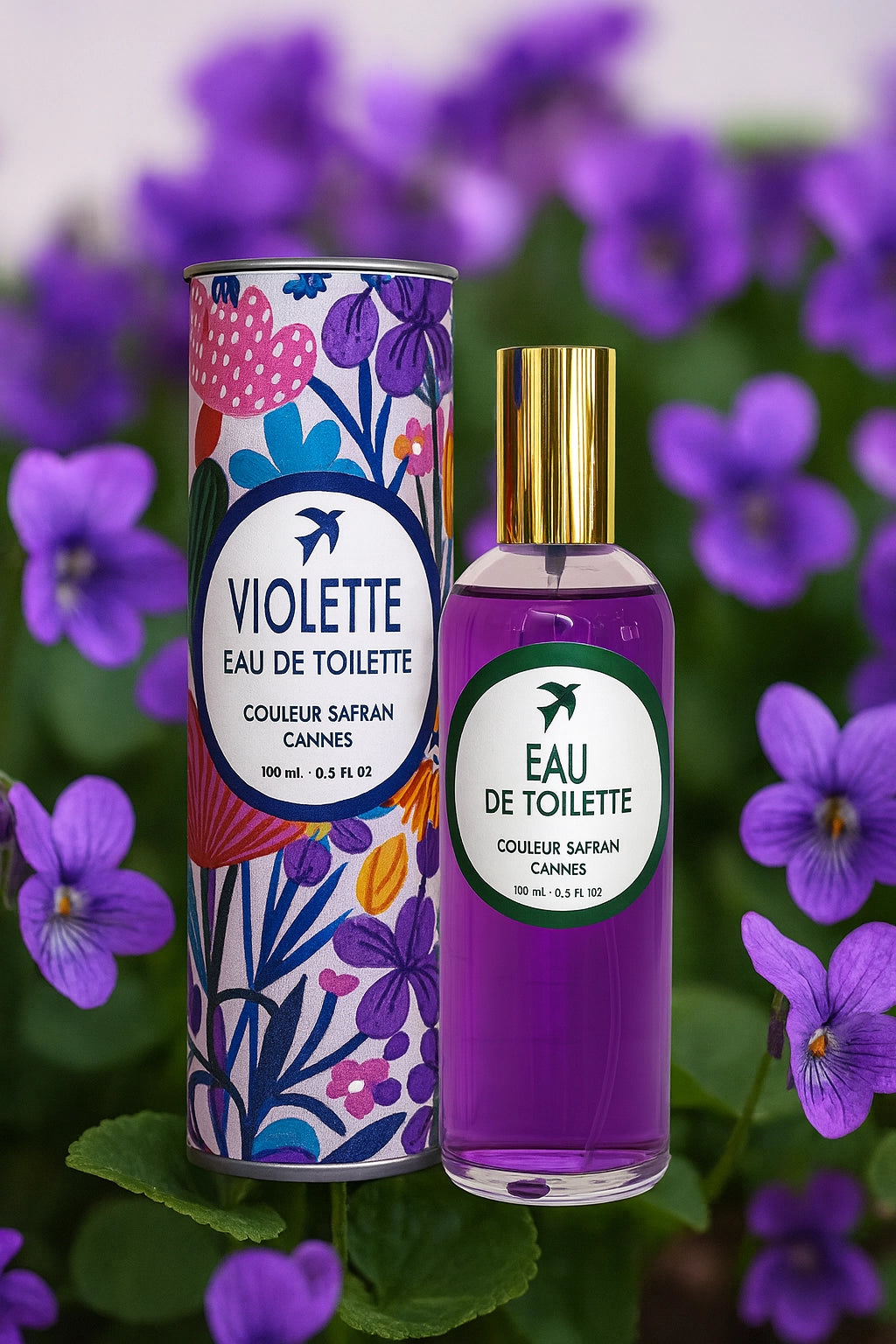 Eau de toilette à la violette de 100 ml de la marque My Store, flacon élégant avec parfum floral et frais.