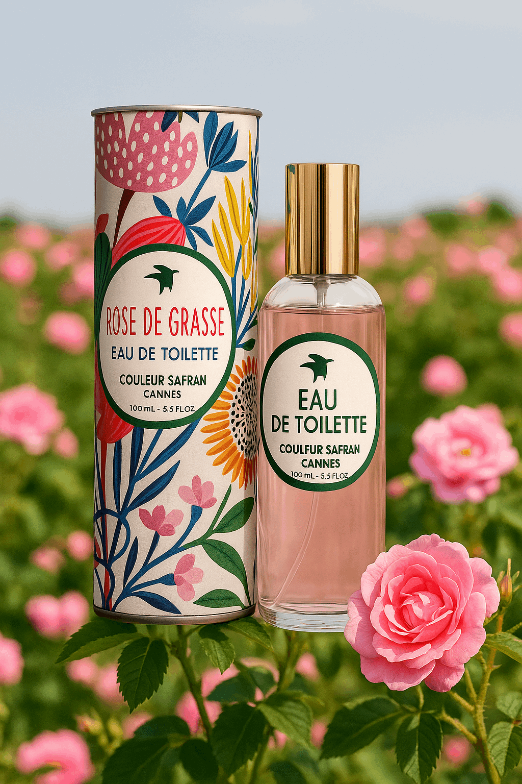 Flacon d'eau de toilette My Store de 100 ml avec élégant design transparent et bouchon argenté.