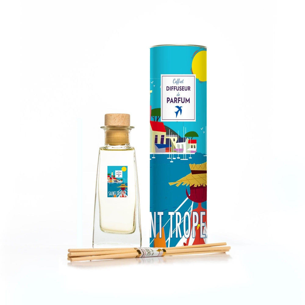 Diffuseur de parfum Collection French Riviera de Couleur Safran, Cannes, avec design élégant et flacon en verre.