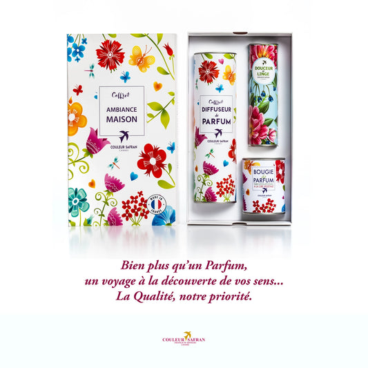 Coffret cadeau d'ambiance maison My Store avec diffuseur de parfum et bougie parfumée, élégants produits pour la décoration.